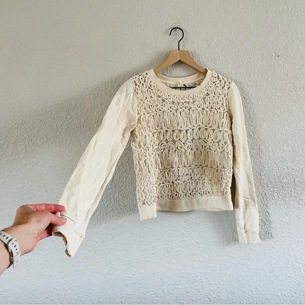 Anthropoliogie Cream Texture Pullover Top